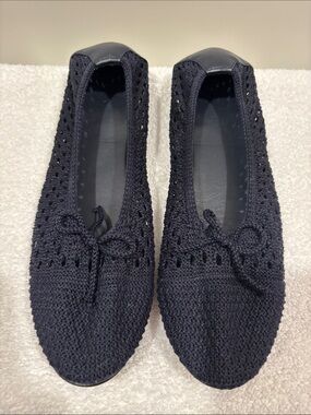 Ralph Lauren Navy Knit Ballet Flats with Bow